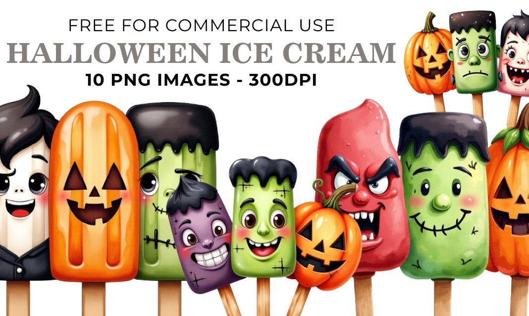 10 Halloween Ice Cream PNG Illustrations - Free Download, Spooky and Fun Art