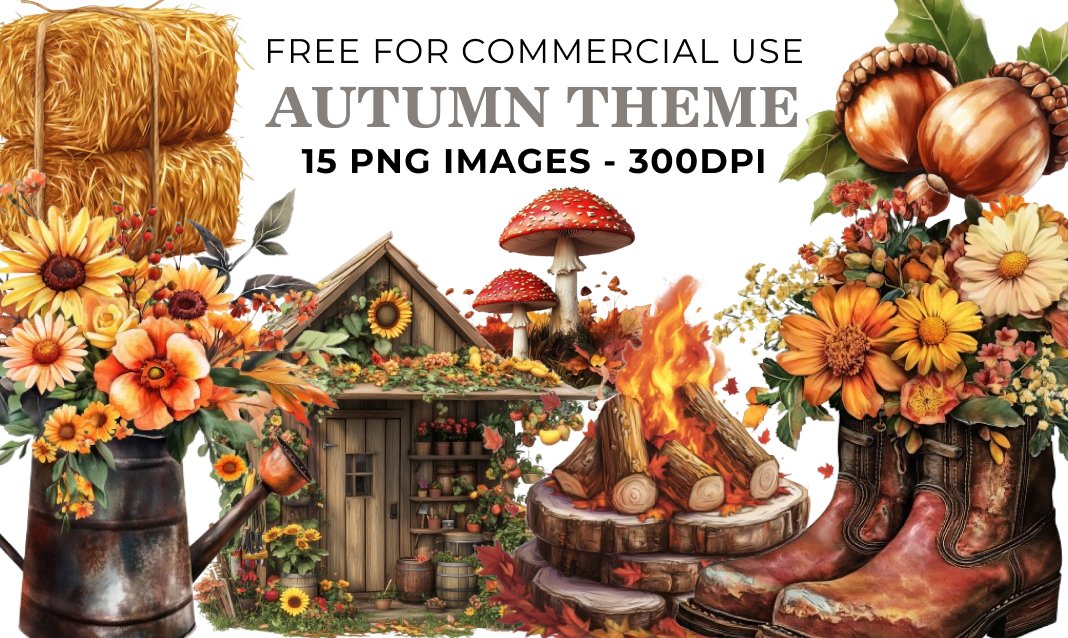 15 Autumn Theme PNG Illustrations - Free Download, Perfect for Papercrafting & Scrapbooking