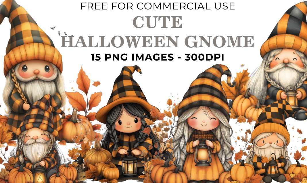 15 Cute Halloween Gnome PNG Illustrations - Free Download, Whimsical Festive Art