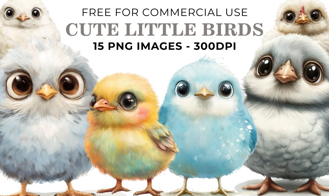 15 Cute Little Birds PNG Illustrations - Free Download, Adorable Art for Papercrafting