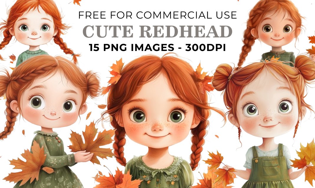15 Cute Redhead PNG Illustrations - Free Download, Charming Character Art for Crafts