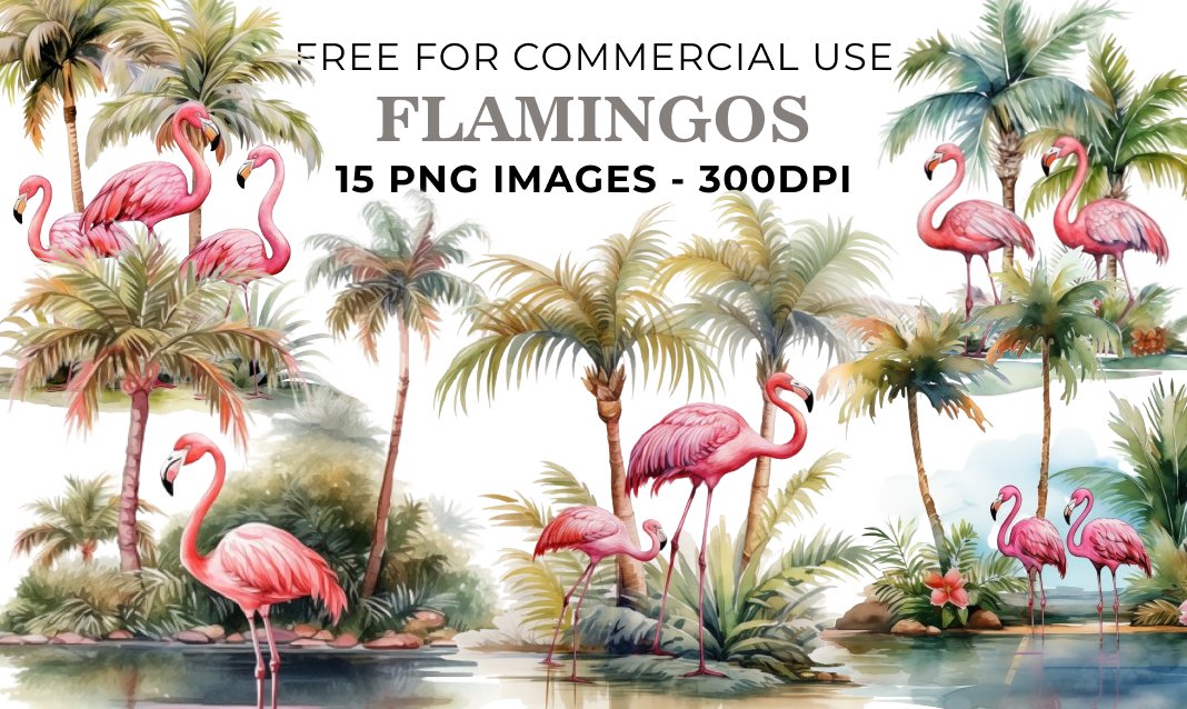 15 Flamingos PNG Illustrations - Free Download, Tropical Bird Art Collection