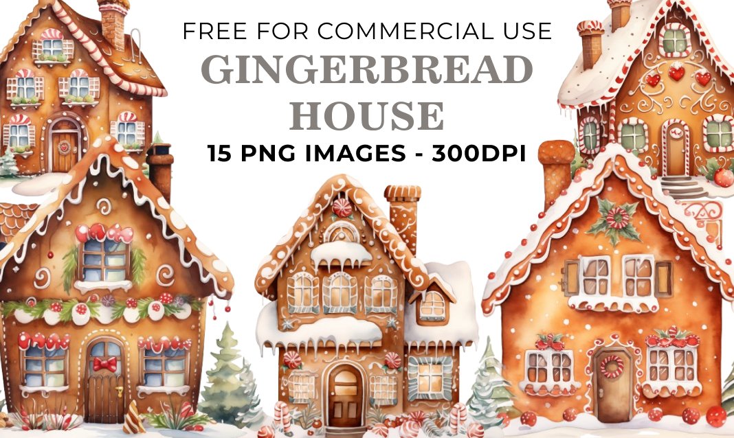 15 Gingerbread House PNG Illustrations - Free Download, Festive Holiday Art for Crafts
