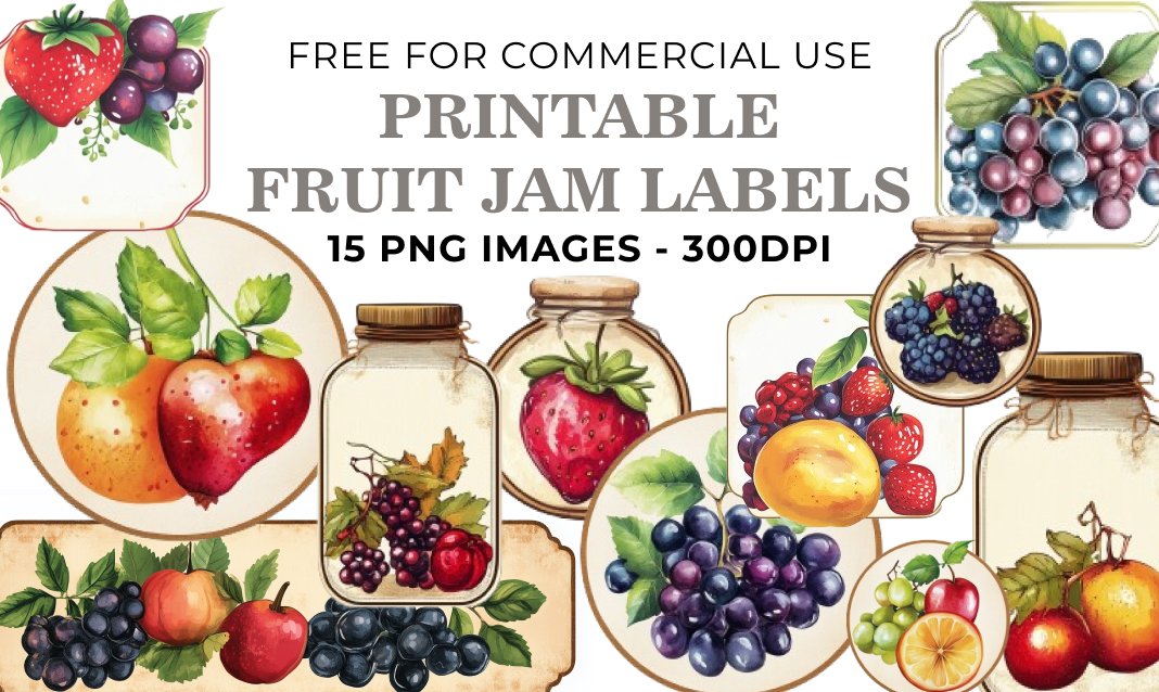 15 Printable Fruit Jam Labels PNG - Free Download, Perfect for Papercrafting & Crafts