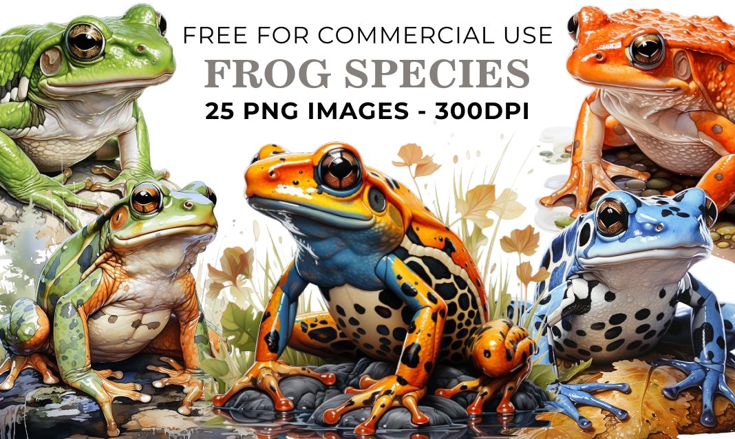 25 Frog Species PNG Illustrations - Free Download, Diverse Amphibian Art Collection