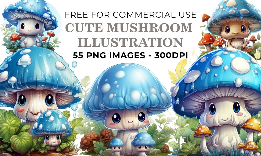35 Cute Mushroom Illustrations in PNG - Free Download, Whimsical Nature Art
