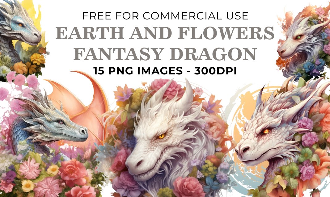 15 Earth and Flowers Fantasy Dragon PNG - Free Download, Whimsical Art for Crafts