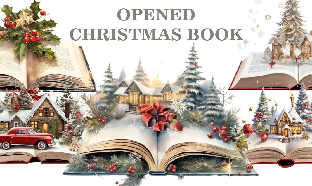 16 Opened Christmas Book PNG - Free Download, Festive Art for Cardmaking & Decor