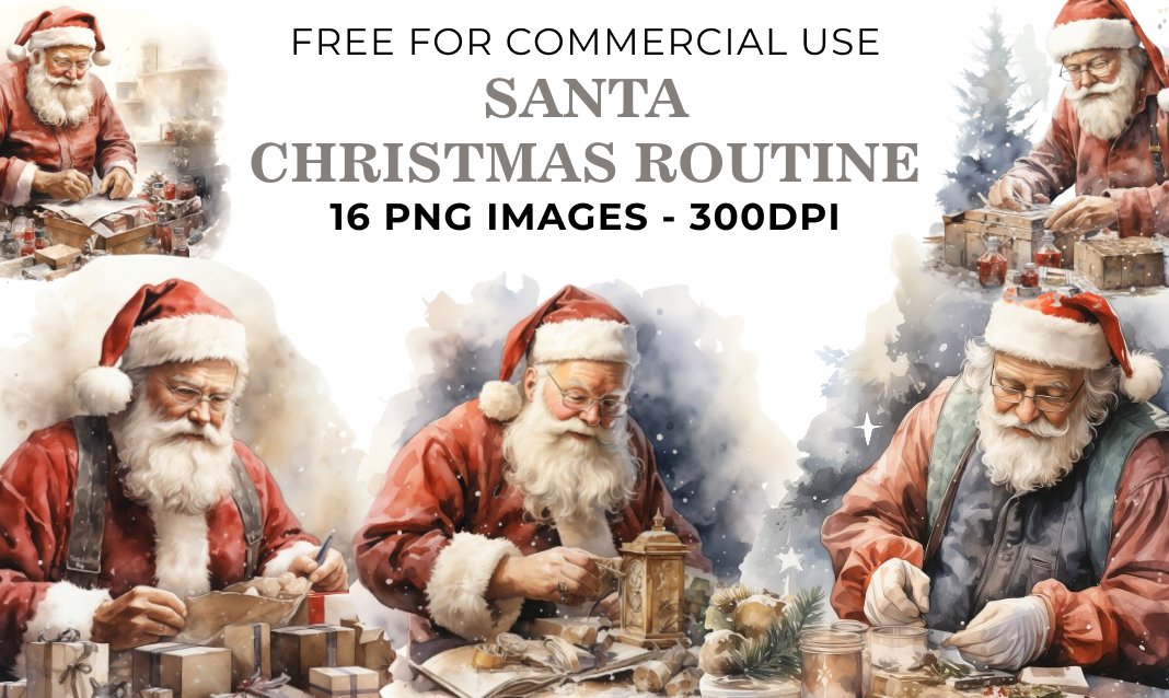 16 Santa Christmas Routine PNG - Free Download, Fun Holiday Scenes for Papercrafting