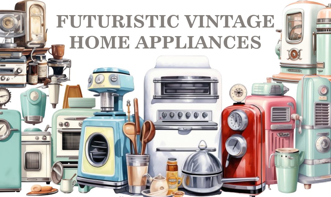 16 Futuristic Vintage Home Appliances PNG - Free Download, Retro-Futuristic Art for Crafting
